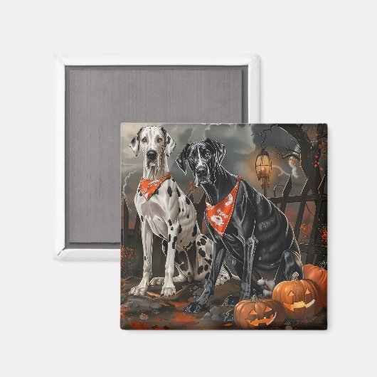 Aimant Great Dane Halloween Éffrayant (Recto/Verso)