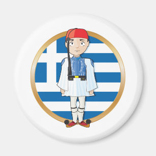 Aimant Grec Evzone avec le drapeau