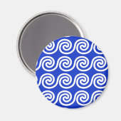 Aimant Grec Meander Key Waves Motif Bleu (Recto/Verso)