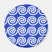 Aimant Grec Meander Key Waves Motif Bleu (Devant)