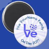 Aimant Grèce Coeur Drapeau Bleu AMOUR Personnalisé