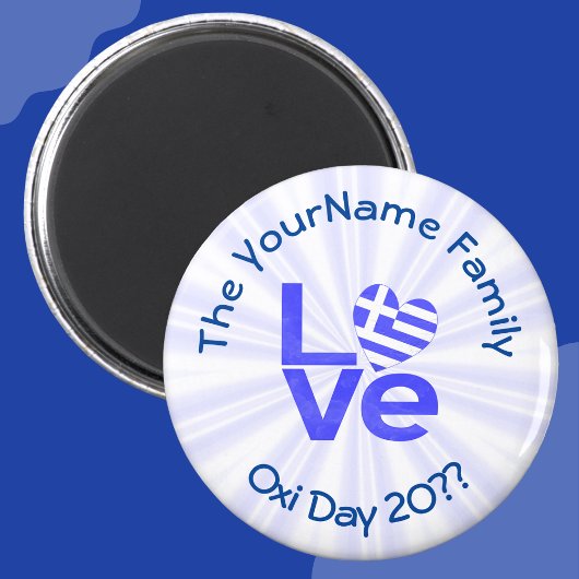 Aimant Grèce Coeur Drapeau Bleu AMOUR Personnalisé