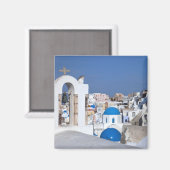 Aimant Grèce, Santorin. Clocher et dômes bleus de 2 (Recto/Verso)