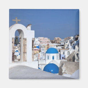 Aimant Grèce, Santorin. Clocher et dômes bleus de 2