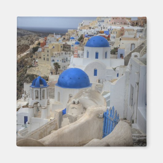 Aimant Grèce, Santorin. Clocher et dômes bleus de 3 (Devant)
