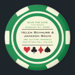 Aimant Green and White Poker Chip Casino Enregistrer la d<br><div class="desc">Éblouissez vos invités en leur envoyant ces jetons de poker vert et blanc cassé Magnet Réservez la date à placer sur leur réfrigérateur. Ils attendent avec impatience l'invitation officielle à ce mariage incontournable !</div>