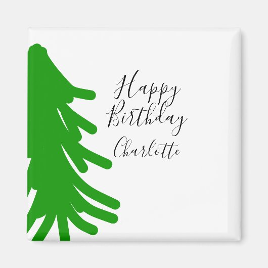 Aimant Green Christmas tree happy birthday December winte (Devant)
