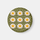 Aimant Green Daisy Granny Square Crochet Pattern Floral (Devant)