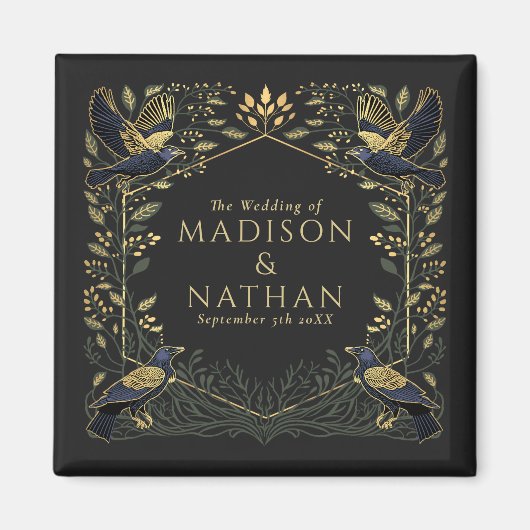 Aimant Green Enchanted Gothique Corbeau Mariage Floral (Devant)