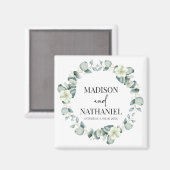 Aimant Green Eucalyptus Feuille Verdure Mariage botanique (Recto/Verso)