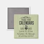 Aimant Green Faux Wood Enregistrer la date (Recto/Verso)