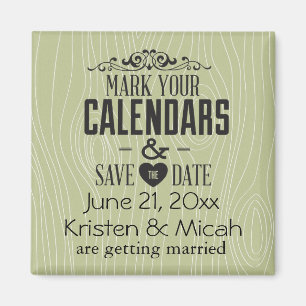 Aimant Green Faux Wood Enregistrer la date