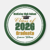 Aimant Green Gold Class of 2026 Graduation Keepsake (Devant)