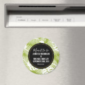 Aimant Green Palm Feuille Rainforest Motif Mariage Date (In Situ (Lave-vaisselle))