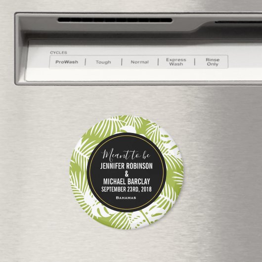 Aimant Green Palm Feuille Rainforest Motif Mariage Date (In Situ (Lave-vaisselle))