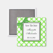 Aimant Green Polka Dot Wedding Enregistrer La Date (Recto/Verso)