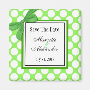 Aimant Green Polka Dot Wedding Enregistrer La Date
