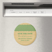 Aimant Green Rustic Chevron Enregistrer l'aimant de date (In Situ (Lave-vaisselle))