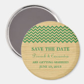 Aimant Green Rustic Chevron Enregistrer l'aimant de date (Recto/Verso)