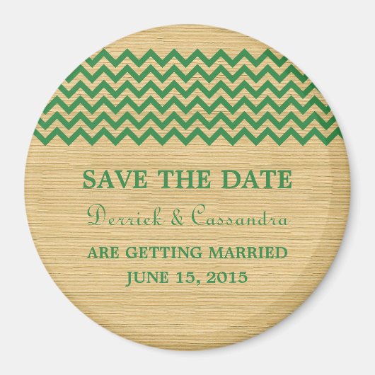 Aimant Green Rustic Chevron Enregistrer l'aimant de date (Devant)