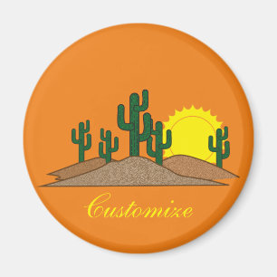 Aimant Green Saguaro Cactus Desert Sunrise Thunder_Cove