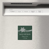 Aimant Green Silver Snowflakes Winter save Date (In Situ (Lave-vaisselle))