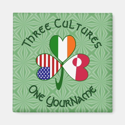 Aimant Greenlander Irish American Flags Nom du Shamrock (Devant)