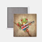 Aimant Grenouille arborescente Jouer Guitare du drapeau d (Recto/Verso)