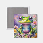 Aimant Grenouille Avec Art numérique Fleur (Recto/Verso)