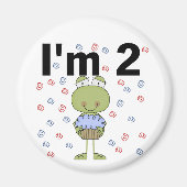 Aimant Grenouille avec Cupcake 2e chemises d'anniversaire (Devant)