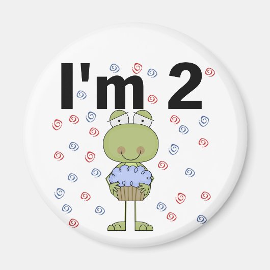 Aimant Grenouille avec Cupcake 2e chemises d'anniversaire (Devant)