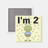 Aimant Grenouille avec Cupcake 2e chemises d'anniversaire (Recto/Verso)