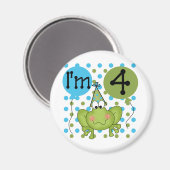 Aimant Grenouille bleue 4e anniversaire Tshirts et cadeau (Recto/Verso)