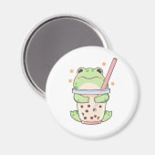Aimant Grenouille Chibi Mignonne Serrant une Tasse de Thé (Recto/Verso)