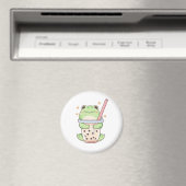 Aimant Grenouille Chibi Mignonne Serrant une Tasse de Thé (In Situ (Lave-vaisselle))