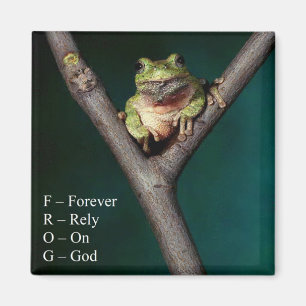 Aimant GRENOUILLE - comptez pour toujours sur Dieu -