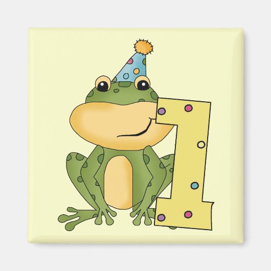 Aimant Grenouille de fête 1er anniversaire T-shirts et ca (Devant)