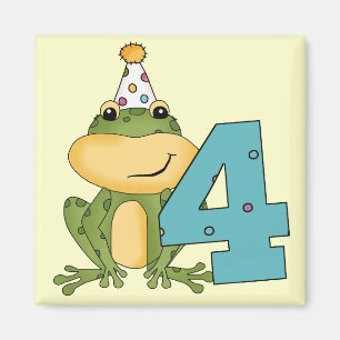 Aimant Grenouille de fête 4e anniversaire T-shirts et cad