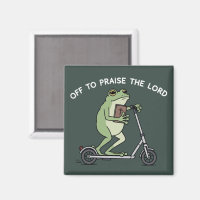 Grenouille drôle chrétienne part pour louer le Sei