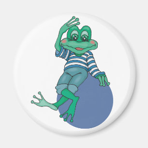 Aimant Grenouille en Jeans, Anniversaire, Pois