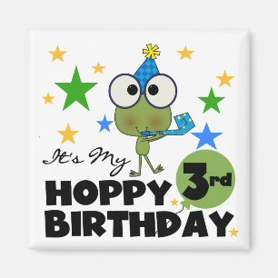 Aimant Grenouille-Hoppy 3e Anniversaire Tshirts et cadeau