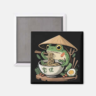 Aimant Grenouille mangeant des ramen kawaii neko nouilles