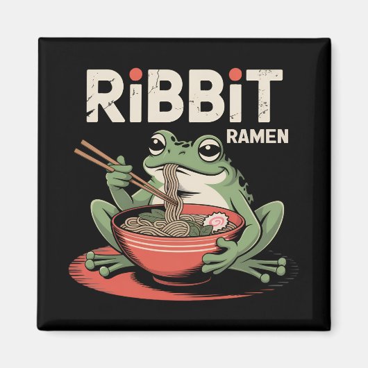 Aimant Grenouille manger Ramen drôle Ribbit Ramen (Devant)