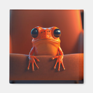 Aimant Grenouille orange frappante portrait macro mignon