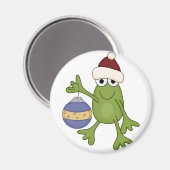 Aimant Grenouille père Noël avec tee-shirts et cadeaux (Recto/Verso)