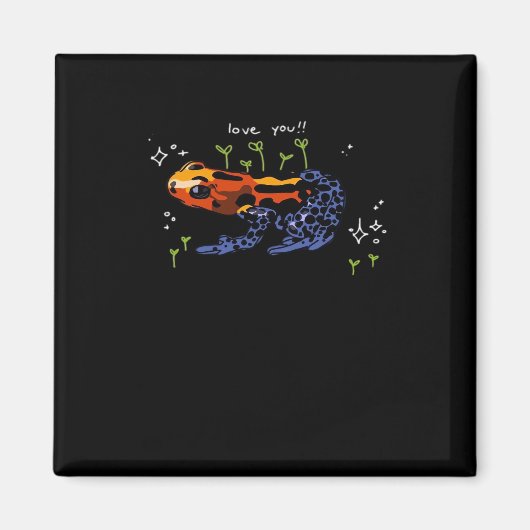 Aimant Grenouille qui t'aime style classique simple (Devant)