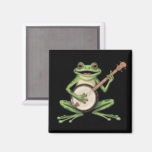 Aimant Grenouille Rétro Jouant du Banjo Amoureux de Musiq