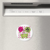 Aimant Grenouille rose 4e anniversaire Tshirts et cadeaux (In Situ (Lave-vaisselle))