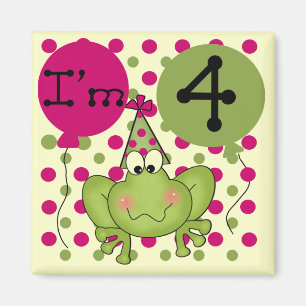 Aimant Grenouille rose 4e anniversaire Tshirts et cadeaux