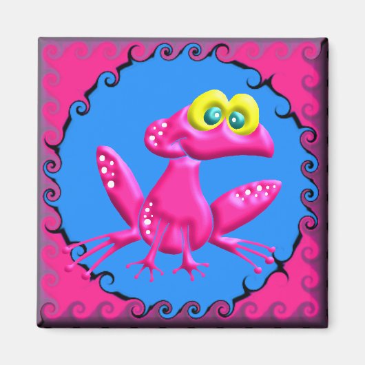 Aimant Grenouille rose Funky Retro (Devant)